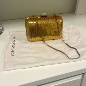 BCBG gold clutch/ EVENING purse $30